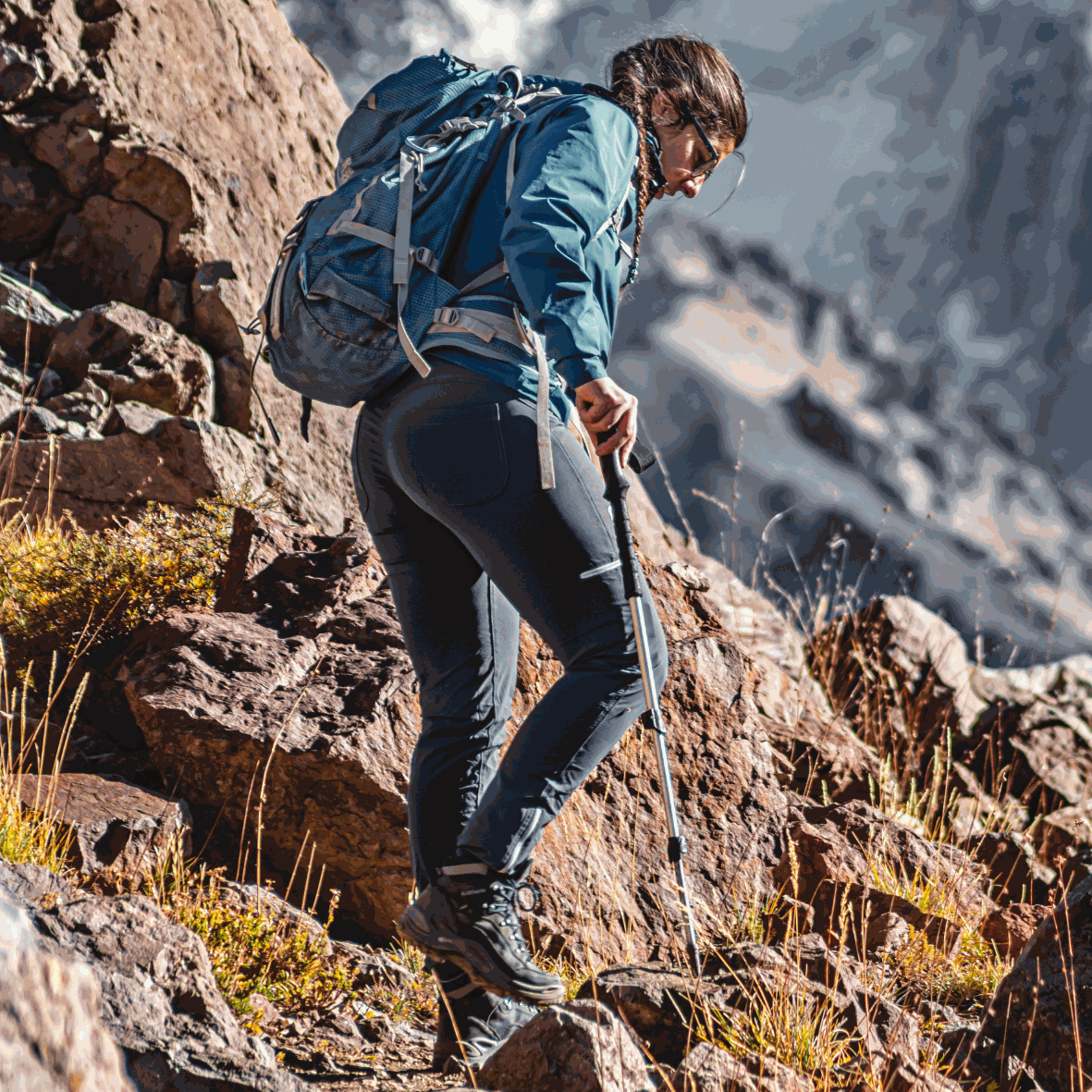 Pantalon Makalu Quechua Trekking Hombre Azul Acero 360