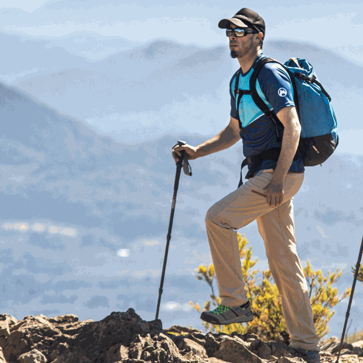 Pantalon Makalu Quechua Trekking Hombre Azul Acero 360